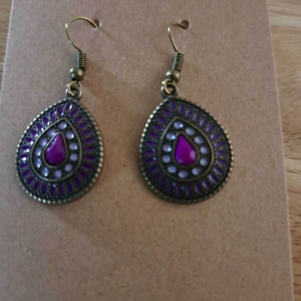 Handcrafted Dark Copper fish hook Earrings